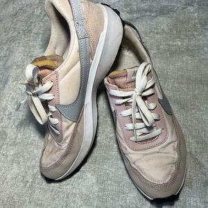 Nike Women's Cream and Gray Sneakers